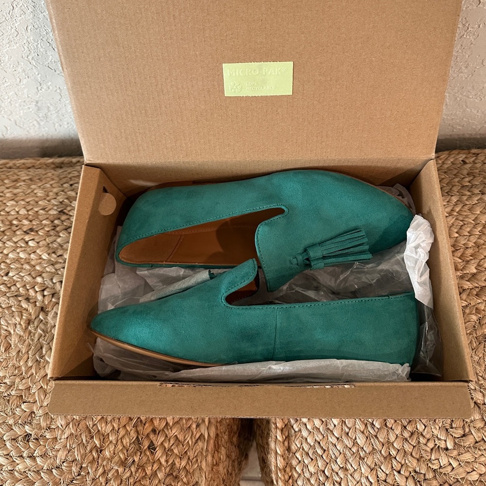J.Crew Tassel Smoking Loafers Deep Emerald Green Suede Size 7.5 - Picture 4 of 7